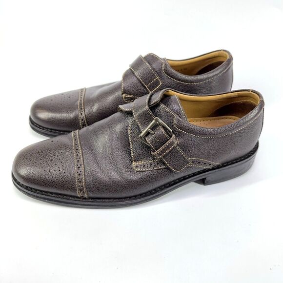 Cole Haan Mens Cap Toe Dress Shoes Single Strap Buckle Pebbled Brown Size 11 M main image 7